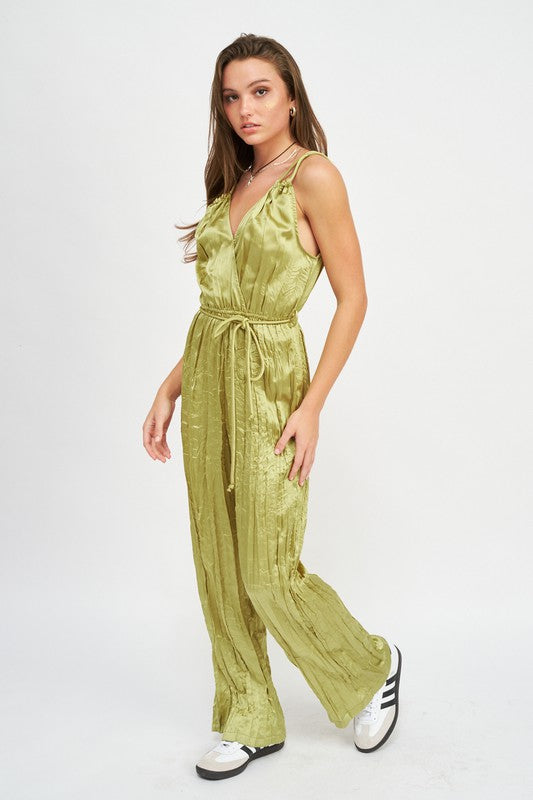 PLEATRED WIDE LEG JUMPSUIT