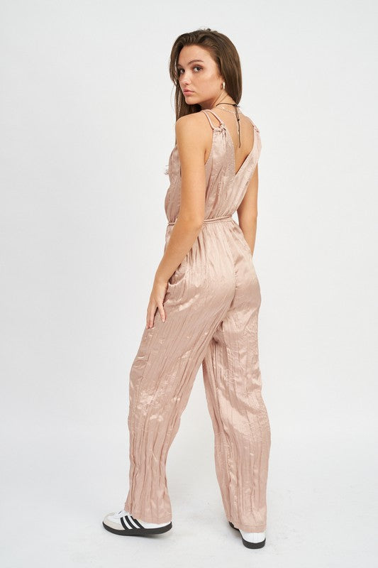 PLEATRED WIDE LEG JUMPSUIT