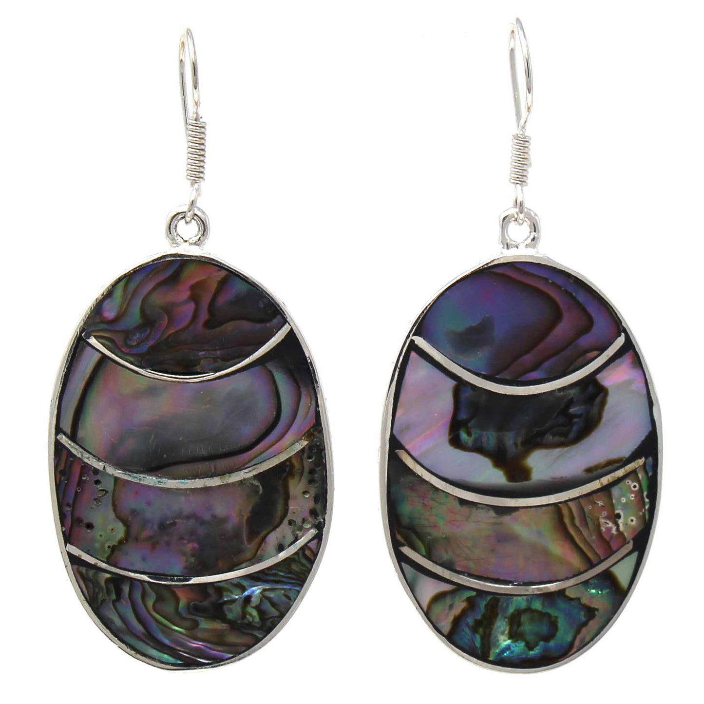 Banded Abalone Oval Earrings