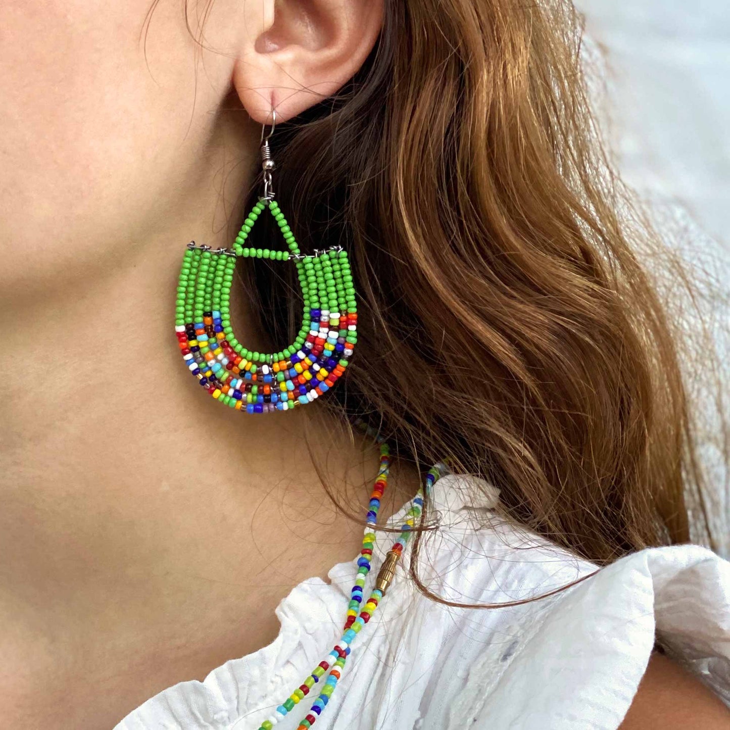 Maasai Bead Basket Dangle Earrings