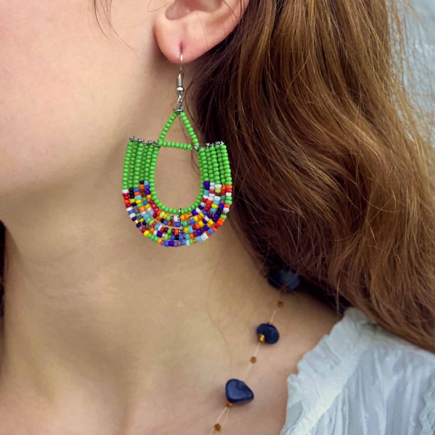 Maasai Bead Basket Dangle Earrings